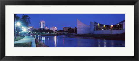 Framed Downtown Wichita at night, Kansa Print