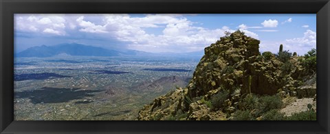 Framed Aerial view of Tucson Mountain Park, Tucson, Arizona Print