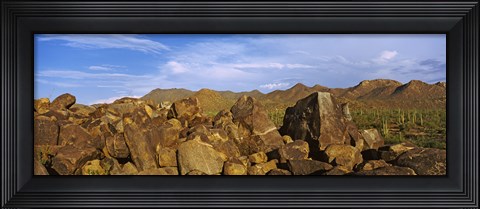 Framed Signal Hill with Petroglyphs, Saguaro National Park, Tucson, Arizona, USA Print