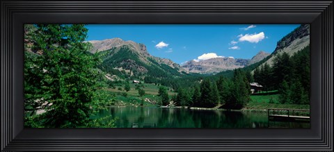 Framed Reflection of trees in a lake, Estenc Valley, French Riviera, France Print