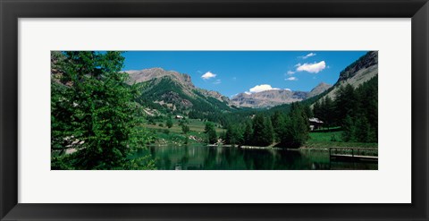 Framed Reflection of trees in a lake, Estenc Valley, French Riviera, France Print