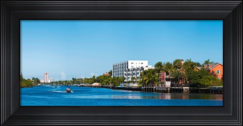 Framed Motorboats on Intracoastal Waterway looking towards Boca Raton, Florida, USA Print