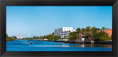 Framed Motorboats on Intracoastal Waterway looking towards Boca Raton, Florida, USA Print