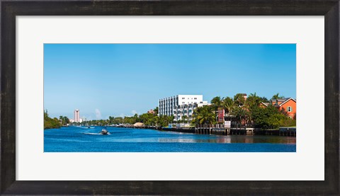 Framed Motorboats on Intracoastal Waterway looking towards Boca Raton, Florida, USA Print