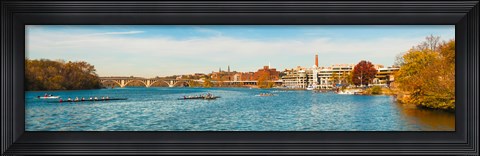 Framed Crew teams in their sculls on the Potomac River at Old Georgetown Waterfront, Washington DC, USA Print