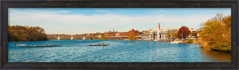 Framed Crew teams in their sculls on the Potomac River at Old Georgetown Waterfront, Washington DC, USA Print