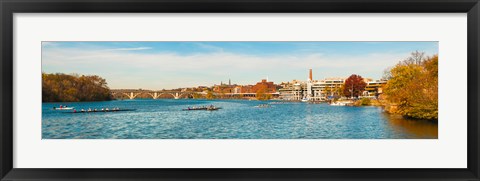 Framed Crew teams in their sculls on the Potomac River at Old Georgetown Waterfront, Washington DC, USA Print