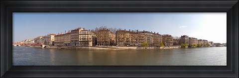 Framed Quai du Marechal Joffre along the Saone River, Lyon, Rhone, Rhone-Alpes, France Print