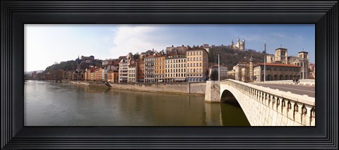 Framed Bonaparte Bridge over the Saone River, Lyon, Rhone, Rhone-Alpes, France Print