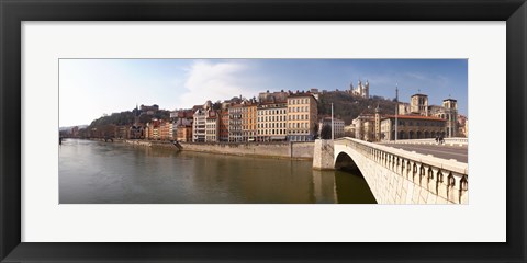 Framed Bonaparte Bridge over the Saone River, Lyon, Rhone, Rhone-Alpes, France Print
