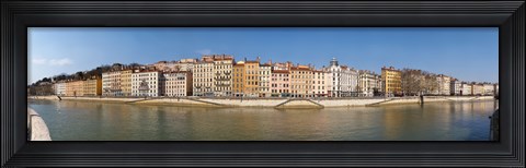 Framed Buildings at the waterfront, Saone River, Lyon, Rhone, Rhone-Alpes, France Print