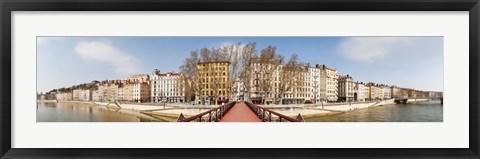 Framed Saint Vincent Bridge over the Saone River, Lyon, Rhone, Rhone-Alpes, France Print