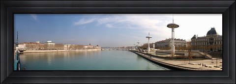 Framed City viewed from University Bridge, Rhone River, Lyon, Rhone, Rhone-Alpes, France Print