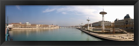 Framed City viewed from University Bridge, Rhone River, Lyon, Rhone, Rhone-Alpes, France Print