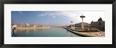 Framed City viewed from University Bridge, Rhone River, Lyon, Rhone, Rhone-Alpes, France Print