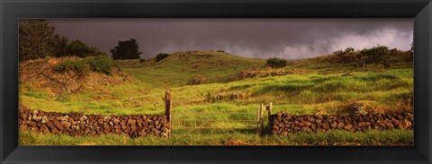 Framed Stone wall in a field, Kula, Maui, Hawaii, USA Print