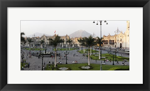 Framed High angle view of Presidential Palace, Plaza-de-Armas, Historic Centre of Lima, Lima, Peru Print