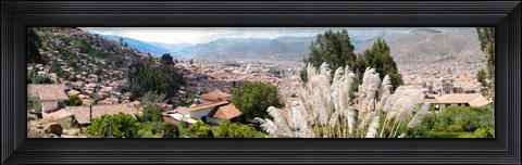 Framed High angle view of the city in a valley, Cuzco, Peru Print