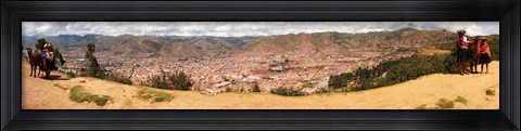 Framed People with cattle on a hillside, Cuzco, Peru Print