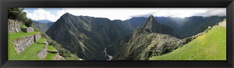 Framed High angle view of a valley, Machu Picchu, Cusco Region, Peru Print