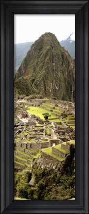 Framed High angle view of an archaeological site, Machu Picchu, Cusco Region, Peru Print