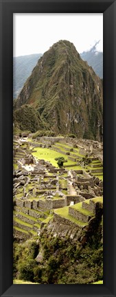 Framed High angle view of an archaeological site, Machu Picchu, Cusco Region, Peru Print