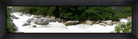 Framed River flowing in a forest, Aguas Calientes, Urubamba Province, Andes, Cusco Region, Peru Print