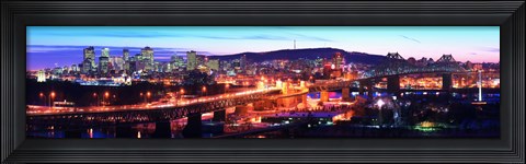 Framed Jacques Cartier Bridge with city lit up at dusk, Montreal, Quebec, Canada 2012 Print