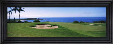 Framed Manele Golf course, Lanai City, Hawaii, USA Print