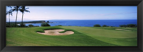 Framed Manele Golf course, Lanai City, Hawaii, USA Print