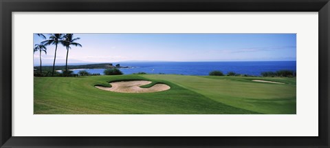 Framed Manele Golf course, Lanai City, Hawaii, USA Print