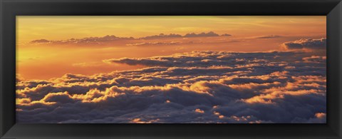 Framed Sunset above the clouds, Hawaii, USA Print