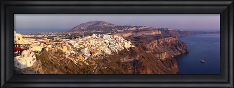 Framed High angle view of a town at coast, Fira, Santorini, Cyclades Islands, Greece Print