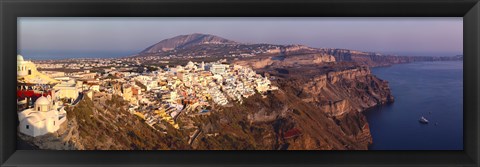 Framed High angle view of a town at coast, Fira, Santorini, Cyclades Islands, Greece Print