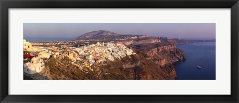 Framed High angle view of a town at coast, Fira, Santorini, Cyclades Islands, Greece Print