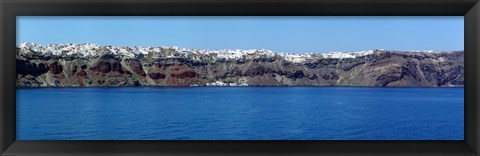 Framed Town at the coast, Fira, Santorini, Cyclades Islands, Greece Print