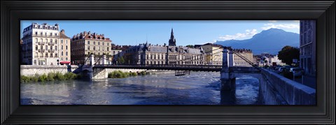 Framed Chain bridge over a river, Grenoble, Rhone-Alpes, France Print