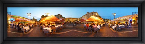 Framed People having outdoor dining at evening, Nice, Provence-Alpes-Cote d&#39;Azur, France Print