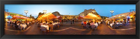 Framed People having outdoor dining at evening, Nice, Provence-Alpes-Cote d&#39;Azur, France Print