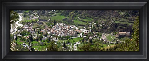 Framed High angle view of a town, Annot, Alpes-de-Haute-Provence, Provence-Alpes-Cote d&#39;Azur, France Print