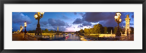 Framed 360 degree view of the Pont Alexandre III bridge at dusk, Seine River, Paris, Ile-de-France, France Print