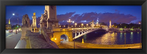 Framed Pont Alexandre III bridge at dusk, Seine River, Paris, Ile-de-France, France Print