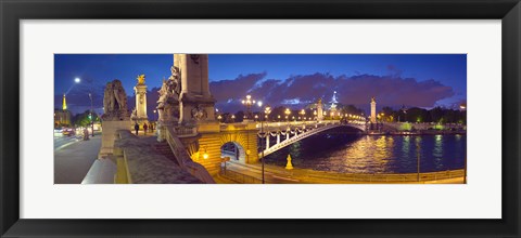 Framed Pont Alexandre III bridge at dusk, Seine River, Paris, Ile-de-France, France Print