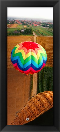 Framed High angle view of a hot air balloon on field, Metz, Moselle, Lorraine, France Print