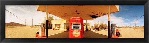 Framed Closed gas station, Route 66, USA Print