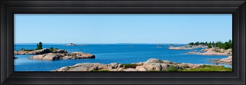 Framed Rock formations in a lake, Killarney, Georgian Bay, Ontario, Canada Print