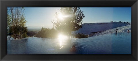 Framed Boy enjoying the hot springs and travertine pool, Pamukkale, Denizli Province, Turkey Print