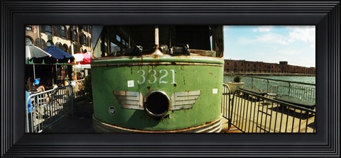 Framed Old train car on display, Red Hook, Brooklyn, Manhattan, New York City, New York State, USA Print
