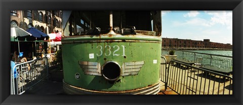 Framed Old train car on display, Red Hook, Brooklyn, Manhattan, New York City, New York State, USA Print