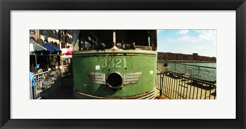 Framed Old train car on display, Red Hook, Brooklyn, Manhattan, New York City, New York State, USA Print